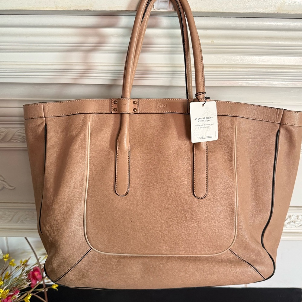Chloe Beige Oversized Tote Bag